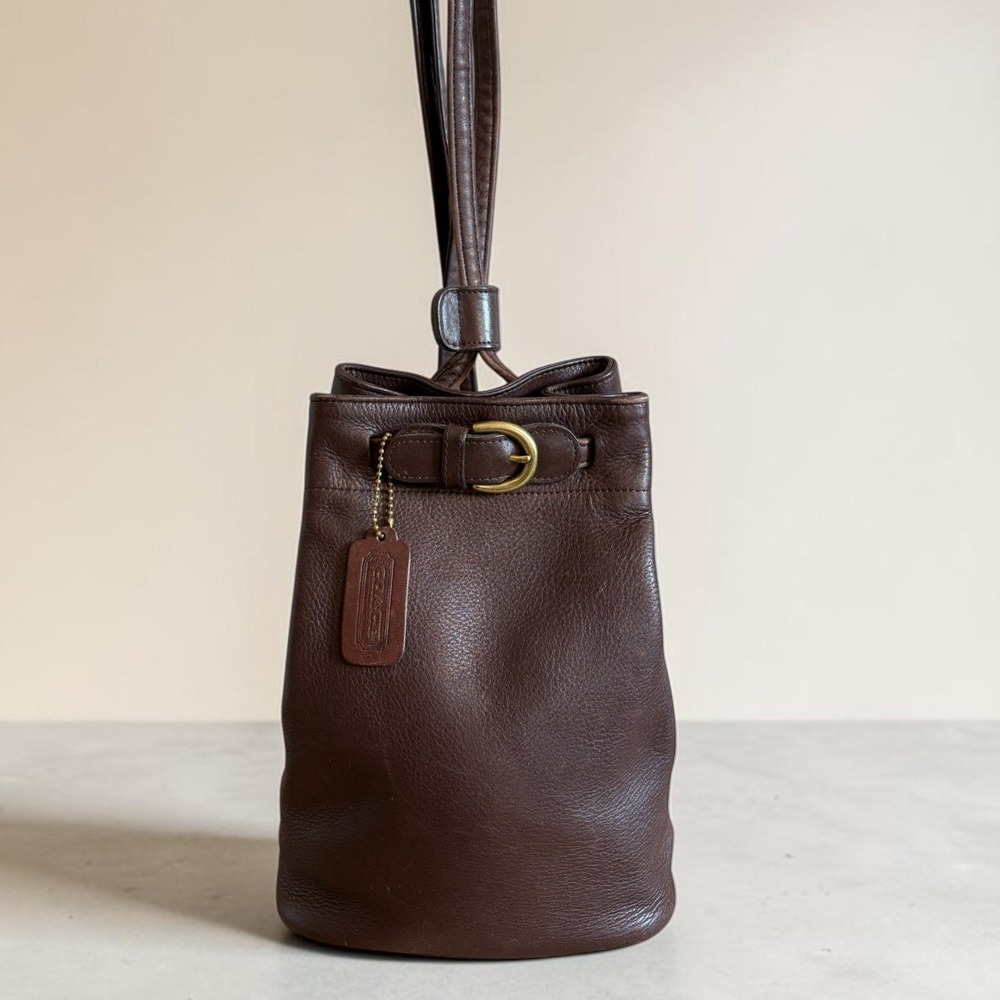 Vintage Coach Cornelia Brown Pebbled Leather Drawstring Bucket Bag Backpack 4162